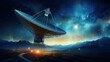 © mg photo - Big radio telescope pointing to the night sky created with Generative AI