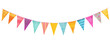 Colorful party pennant triangles. Isolated on Transparent background.