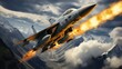 Fighter jet firing a rocket created with Generative AI
