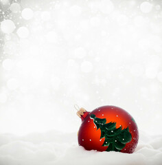 Poster - christmas decorations in snow holiday background