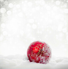 Wall Mural - christmas decorations in snow holiday background