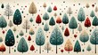 Delightful flat style Christmas tree pattern on a light background. AI generate illustration