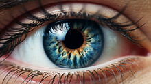 Close Up Of A Human Blue Eye. AI Generated.