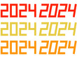『2024』超シンプル長方形数字セット赤