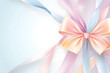 Pastel color bow and ribbon on background.