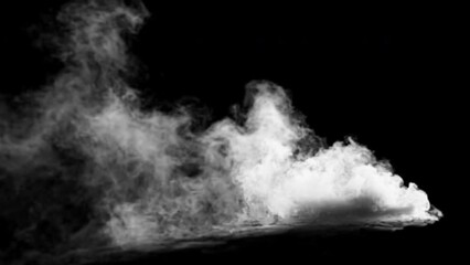 Wall Mural - White smoke drifting to the ground on camera. Can be used as a special effect for your projects, video texture or background for designs, scenes, etc. Video in loop.