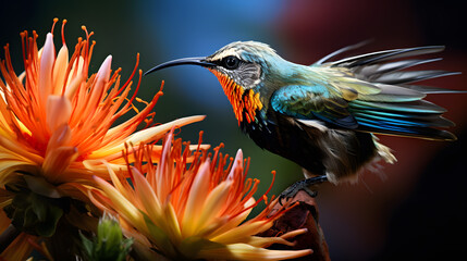 Canvas Print - Hummingbird Is Standing on a Flower