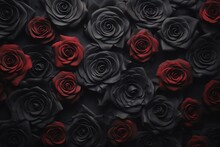 A Group Of Black And Red Roses