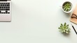 © Ярослава Малашкевич - minimalist workspace with laptop and plants background