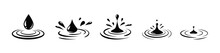 Water Droplet Fall Fx Logo Animation. Moisture Drop Ripple Icon Vector