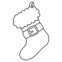 Poster - Outline of a christmas sock icon Vector