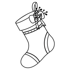 Poster - Outline of a christmas sock icon Vector