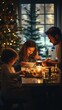 © lolya1988 - holidays, celebration and people concept - happy family having Christmas dinner at home.