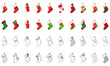 Set of christmas socks icons Vector