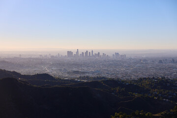 silhouette of Los Angeles city skyline