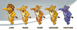 Fototapeta Pokój dzieciecy - lion leopard puma tiger panther feline mascot set