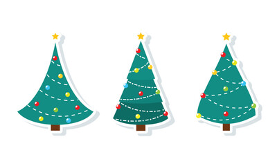 Poster - Set of colored christmas tree icons Vector