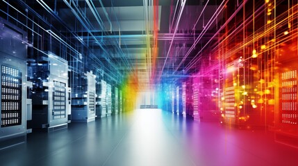 High-tech computer networking, the backbone of digital connectivity, processing data efficiently and ensuring seamless communication. Technology concept for business and IT.