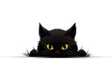 Fototapeta Koty - Black cat illustration with big eyes isolated on white background