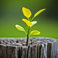 Young tree emerging from old tree stump