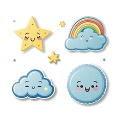 Wall Mural - cartoon weather icons set
