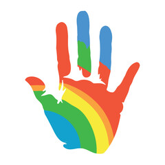 Poster - handprint paint colors rainbow