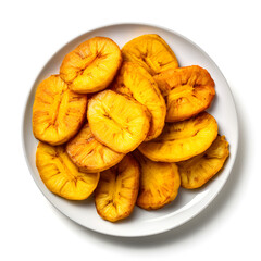 Fried Plantain slices isolated on a white background