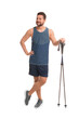 © New Africa - Man with poles for Nordic walking isolated on white