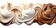 Swirled vanilla and chocolate abstract twirl soft ice cream isolated on transparent background