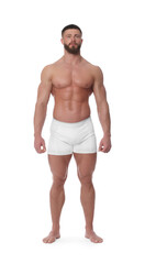 Canvas Print - Young man is stylish underwear on white background