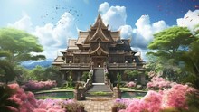Ho Kham Luang Northern Thai Style In Royal Flora Ratchaphruek In Chiang Mai. 4k Animated Video Loop