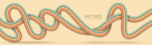 Wavy Lines Background In 1970s Retro Hippie Style. Vector Files Are Suitable For Wall Wallpaper, Car Warp And Textiles