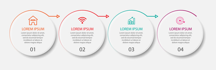 Vector infographic thin line circuler design label with icons Template.Inforgraphic Template. Business concept with 4 steps. suitable for your business presentation