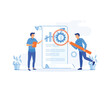 © Alwie99d - People analyzing market trends and planning seo optimization.  flat vector modern illustration