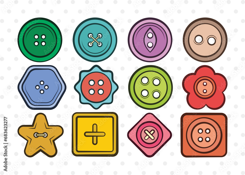 Стоковое векторное изображение «Sewing Button Clipart SVG Cut File ...