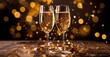 Banner of toast of champagne or sparkling wine, a look of Elegance for New Year's Eve or Wedding