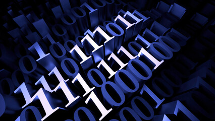Wall Mural - abstract 1 and 0 numbers waving background. design. binary code, concept of technologies.