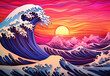 Colorful wave. Holographic neon fluid waves. Artistic painting