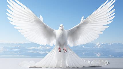 Canvas Print - white dove on blue sky HD 8K wallpaper Stock Photographic Image 