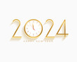 3d style golden 2024 new year clock background with shadow effect