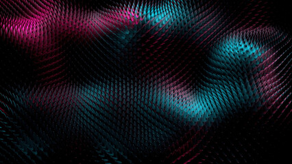 Wall Mural - abstract metal texture of tiny particles slowly rippling. design. boiling surface with colorful ligh