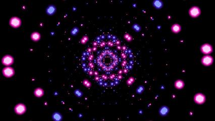 Wall Mural - flying through the stars and cosmic background. design. bright corridor with flashing lights.
