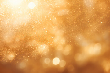 Wall Mural - golden bokeh background, delicately sprinkled with glitter, This image radiates sophistication, making it an ideal choice for glamorous events and refined designs. Generative AI.