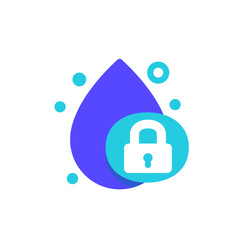 Poster - Water lock icon, drop and padlock vector