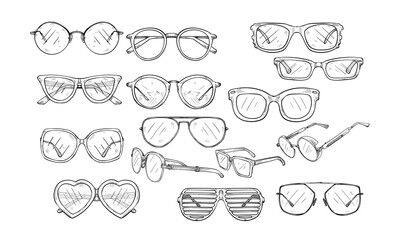 Poster - eyeglasses frame handdrawn illustration engraving