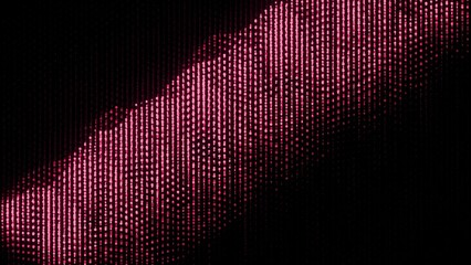 Wall Mural - Moving waves of glowing dots on black background. Design. Bright electronic dots move in waves in cyberspace. Luminous waves from luminous dots