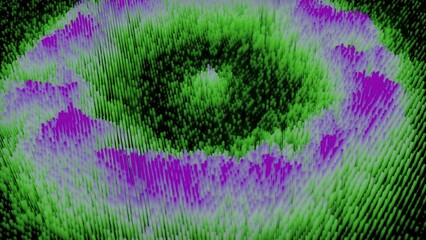 Wall Mural - colorful wave streams on surface of cyber texture. design. wave round dots on surface of cyber field