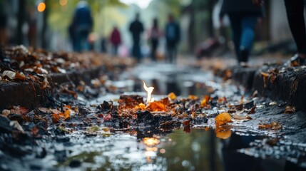 Wall Mural - Rain Flowing Into Storm Water Sewer, Wallpaper Pictures, Background Hd 