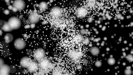 Wall Mural - vortex of particles in stream on black background. design. colored particles move in live stream of 