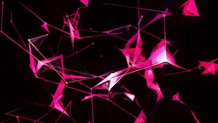 Wall Mural - grid with lines and colorful triangles. concept. shimmering colorful spots in cyber grid of 3d space